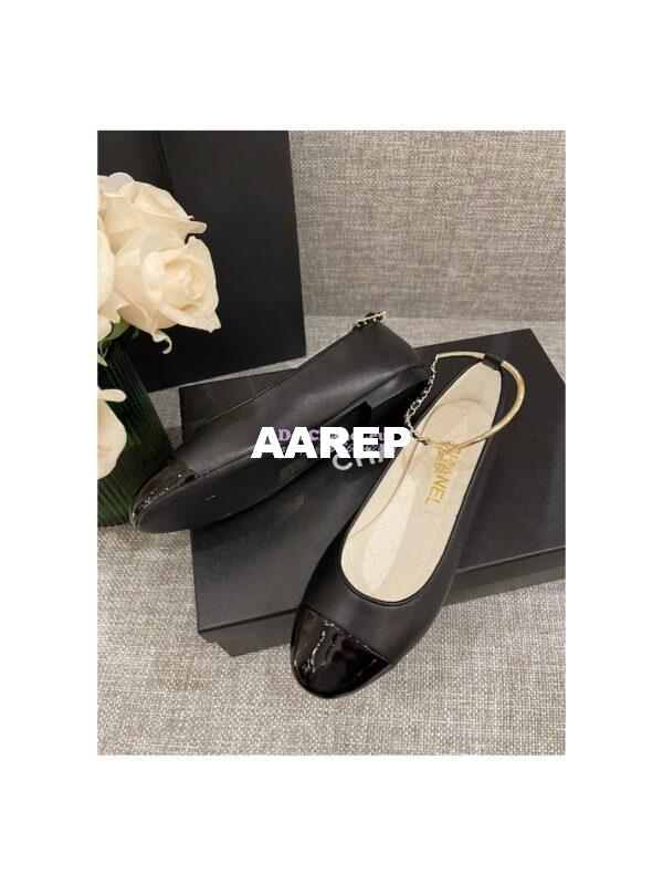 Replica Chanel Bracelet Lambskin & Patent Calfskin Ballerina Flats G38986 Black 7