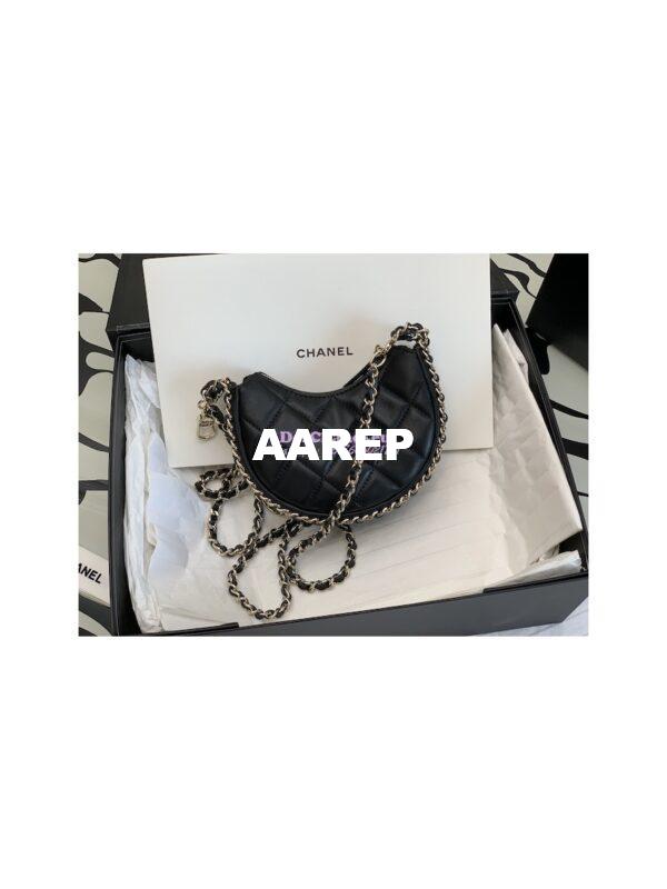 Replica Chanel 23P Mini Hobo Bag Lambskin AS3232 Black (Limited Edition) 7