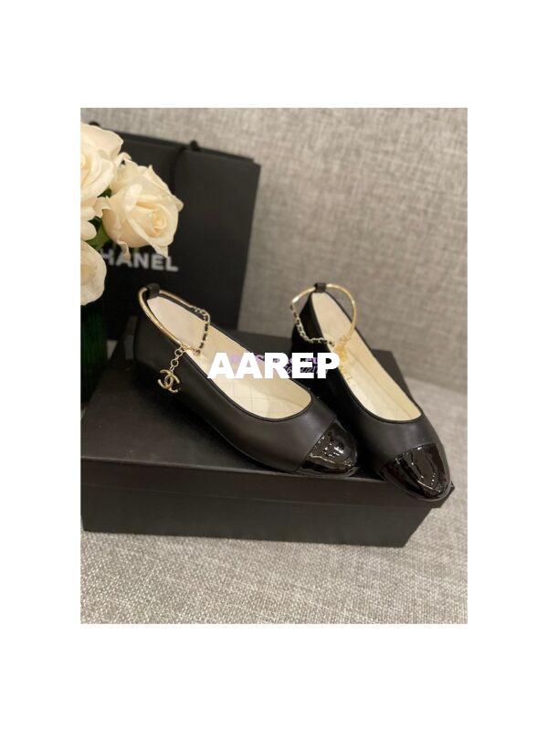 Replica Chanel Bracelet Lambskin & Patent Calfskin Ballerina Flats G38986 Black 8