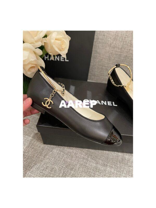 Replica Chanel Bracelet Lambskin & Patent Calfskin Ballerina Flats G38986 Black 9