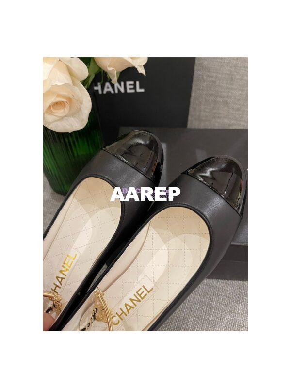 Replica Chanel Bracelet Lambskin & Patent Calfskin Ballerina Flats G38986 Black 10