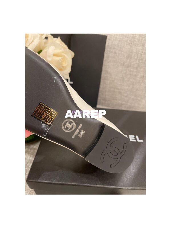 Replica Chanel Bracelet Lambskin & Patent Calfskin Ballerina Flats G38986 White Black 9
