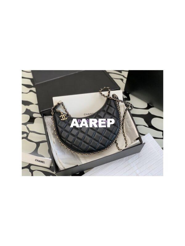 Replica Chanel 23P Small Hobo Bag Lambskin AS3917 Black (Limited Edition) 6