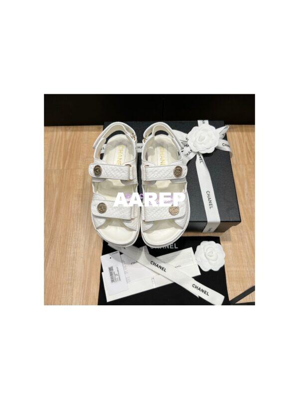 Replica Chanel 22SS CC Calfskin Sandals G35927 White 3