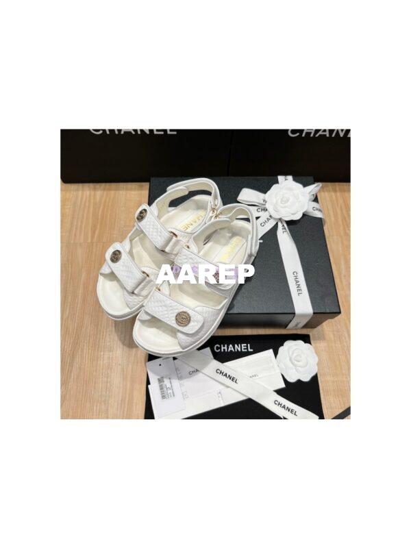 Replica Chanel 22SS CC Calfskin Sandals G35927 White 4