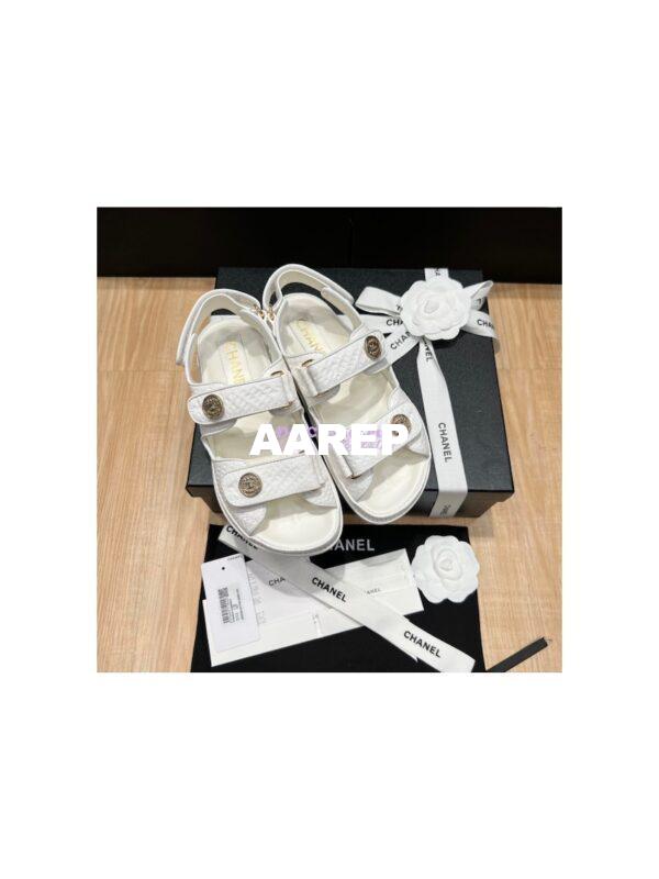 Replica Chanel 22SS CC Calfskin Sandals G35927 White 5