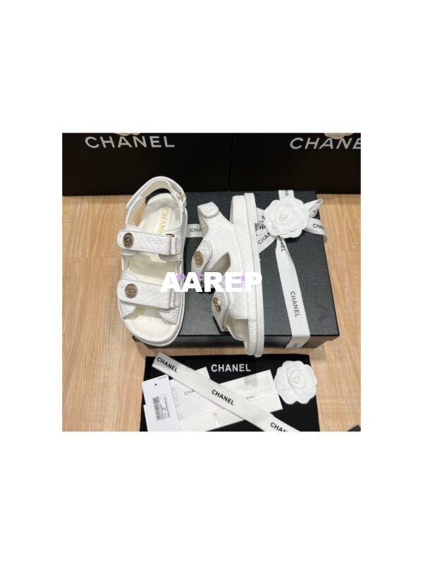 Replica Chanel 22SS CC Calfskin Sandals G35927 White 6
