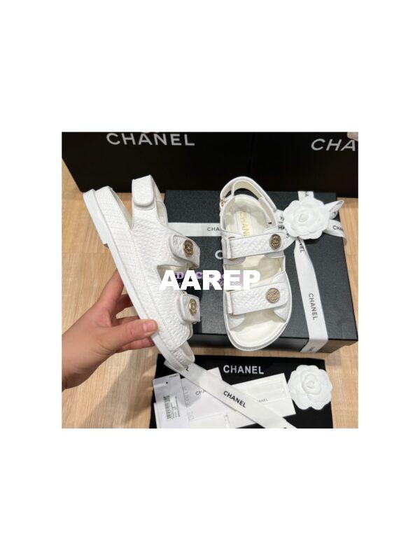 Replica Chanel 22SS CC Calfskin Sandals G35927 White 7