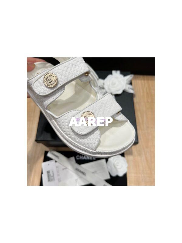 Replica Chanel 22SS CC Calfskin Sandals G35927 White 8