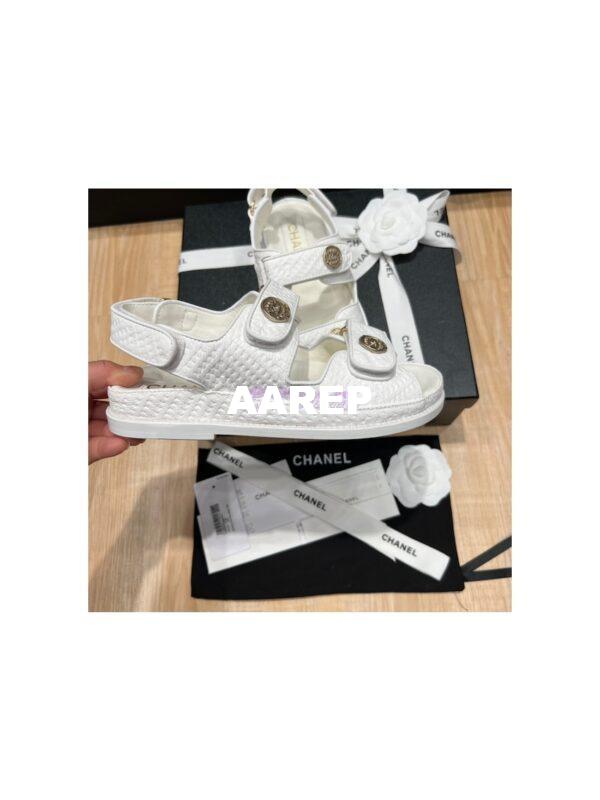 Replica Chanel 22SS CC Calfskin Sandals G35927 White 10
