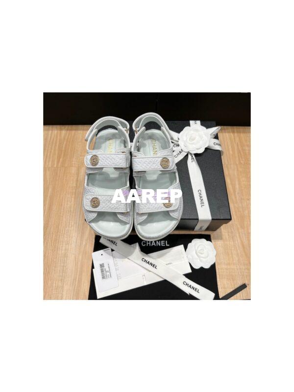 Replica Chanel 22SS CC Calfskin Sandals G35927 Light Blue 3