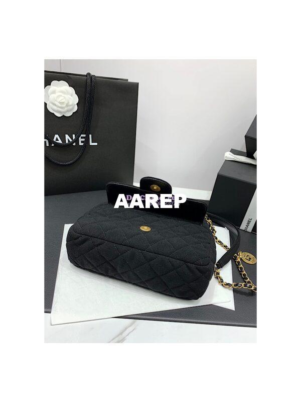 Replica Chanel Hobo Bag Wool Jersey AS3690 Black 6