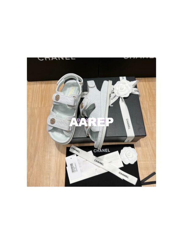 Replica Chanel 22SS CC Calfskin Sandals G35927 Light Blue 6