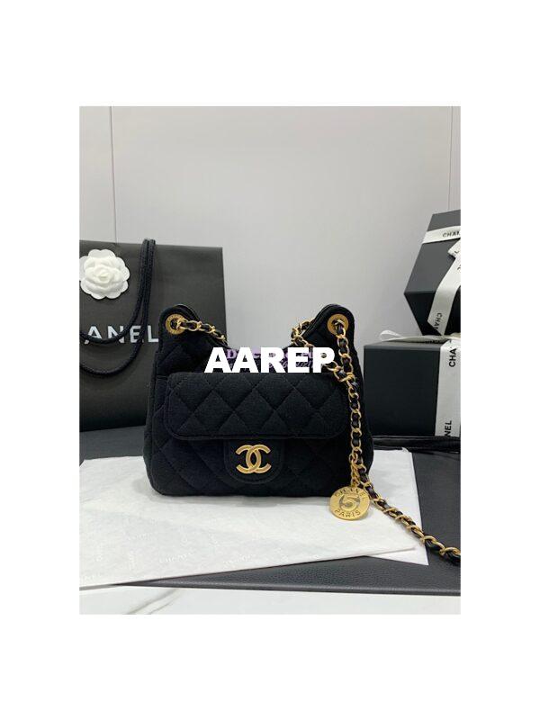 Replica Chanel Small Hobo Bag  Wool Jersey AS3710 Black