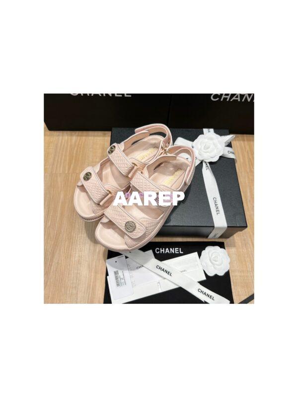 Replica Chanel 22SS CC Calfskin Sandals G35927 Light Pink 4