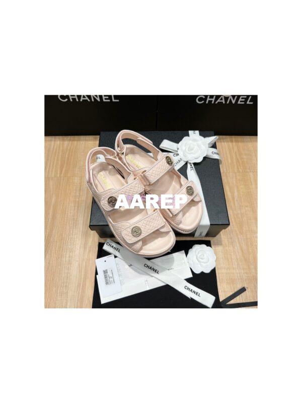 Replica Chanel 22SS CC Calfskin Sandals G35927 Light Pink 5