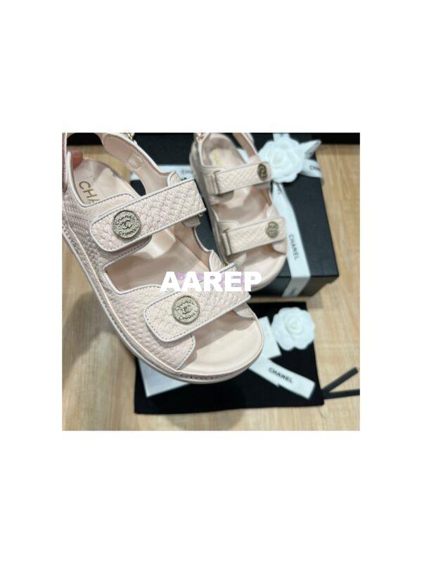Replica Chanel 22SS CC Calfskin Sandals G35927 Light Pink 8