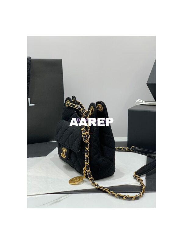Replica Chanel Small Hobo Bag  Wool Jersey AS3710 Black 5