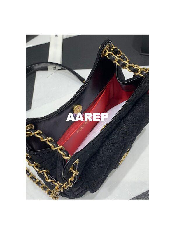Replica Chanel Small Hobo Bag  Wool Jersey AS3710 Black 9