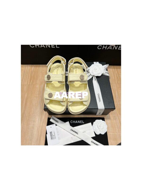 Replica Chanel 22SS CC Calfskin Sandals G35927 Yellow
