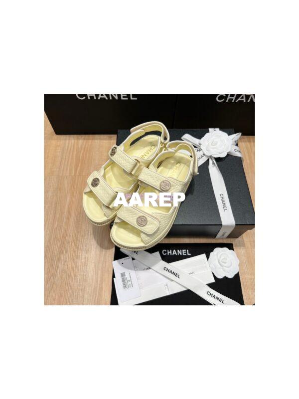 Replica Chanel 22SS CC Calfskin Sandals G35927 Yellow 2