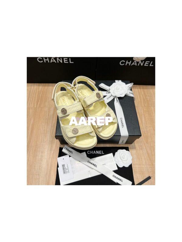 Replica Chanel 22SS CC Calfskin Sandals G35927 Yellow 3