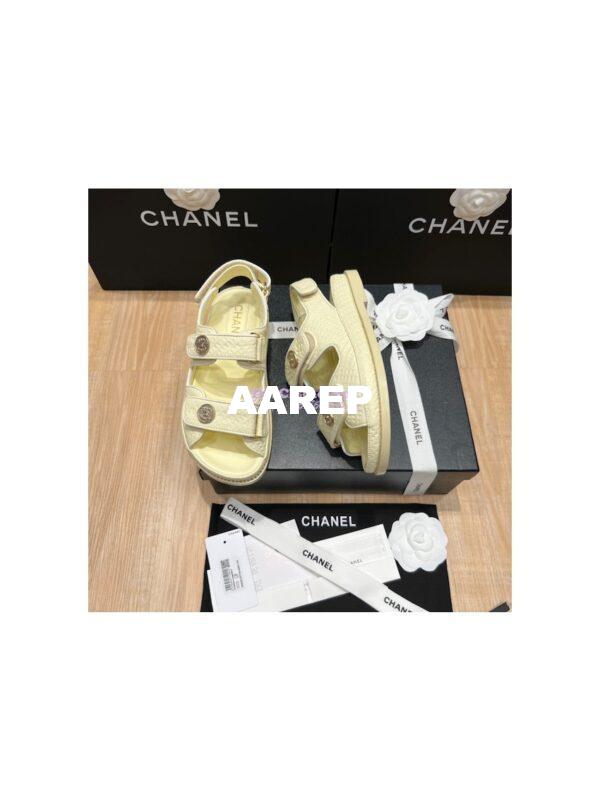 Replica Chanel 22SS CC Calfskin Sandals G35927 Yellow 4