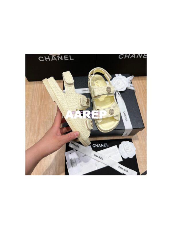 Replica Chanel 22SS CC Calfskin Sandals G35927 Yellow 5