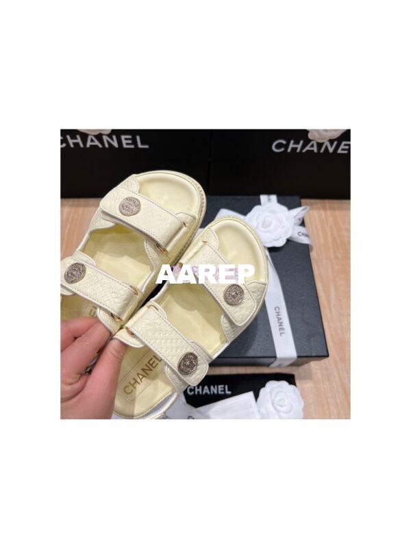 Replica Chanel 22SS CC Calfskin Sandals G35927 Yellow 7