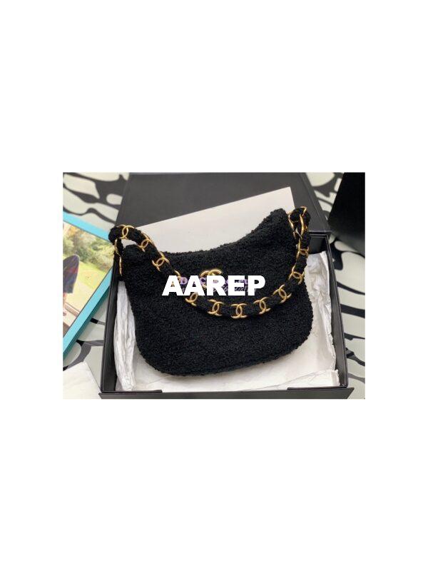 Replica Chanel Tweed Hobo Handbag AS3562 Black 2