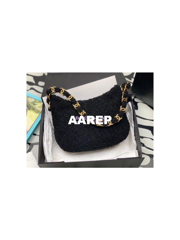 Replica Chanel Tweed Hobo Handbag AS3562 Black 7