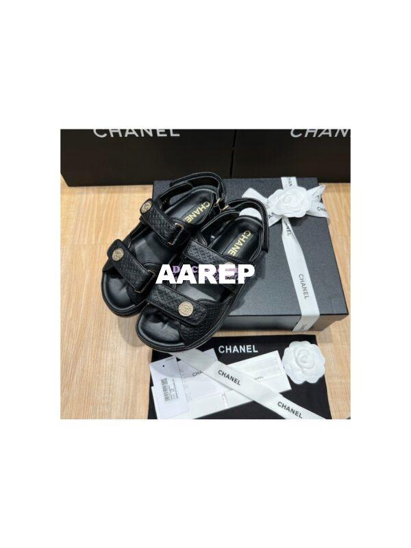 Replica Chanel 22SS CC Calfskin Sandals G35927 Black 3