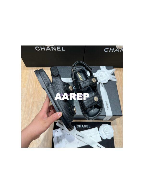 Replica Chanel 22SS CC Calfskin Sandals G35927 Black 6