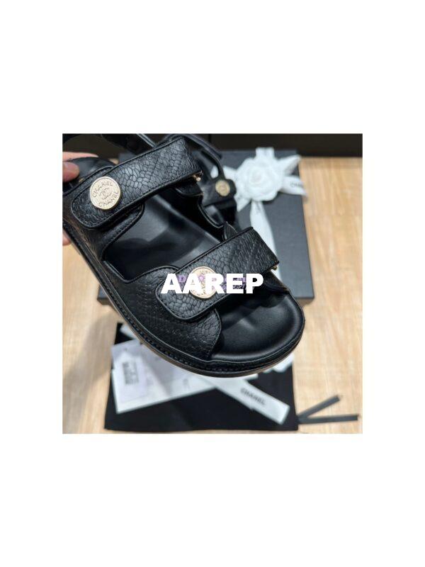 Replica Chanel 22SS CC Calfskin Sandals G35927 Black 7