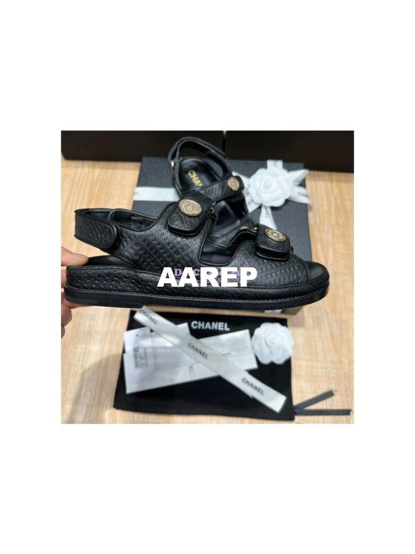Replica Chanel 22SS CC Calfskin Sandals G35927 Black 8
