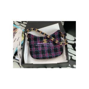Replica Chanel Tweed Hobo Handbag AS3562 Multicolor Purple