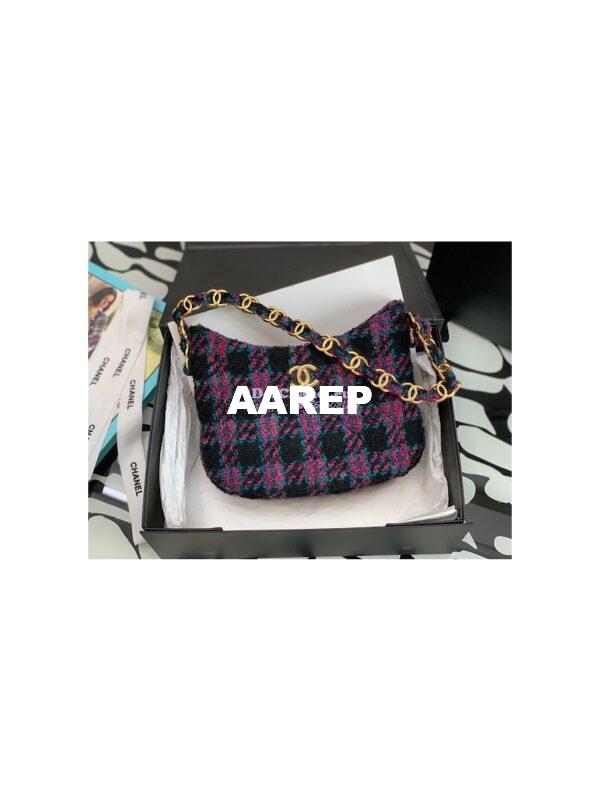 Replica Chanel Tweed Hobo Handbag AS3562 Multicolor Purple