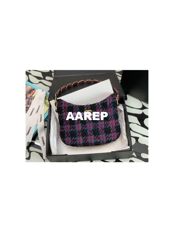 Replica Chanel Tweed Hobo Handbag AS3562 Multicolor Purple 3