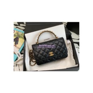Replica Chanel 23C Wallet On Chain WOC in lambskin AP3009 Black