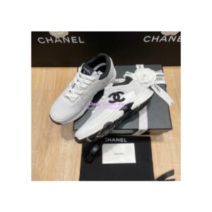 Replica Chanel Men/ Women Mesh, Suede Calfskin and Grained Calfskin G38299 Grey & White