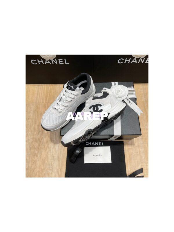 Replica Chanel Men/ Women Mesh, Suede Calfskin and Grained Calfskin G38299 Grey & White