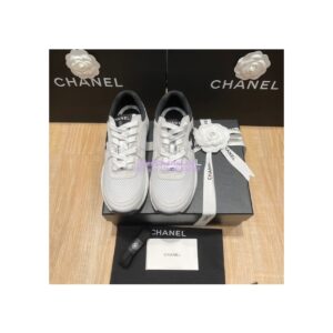 Replica Chanel Men/ Women Mesh, Suede Calfskin and Grained Calfskin G38299 Grey & White 2