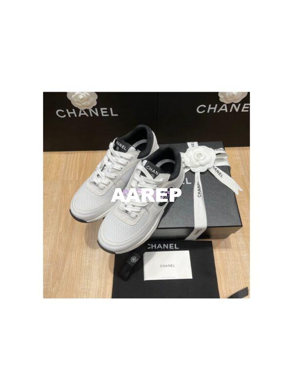 Replica Chanel Men/ Women Mesh, Suede Calfskin and Grained Calfskin G38299 Grey & White 3