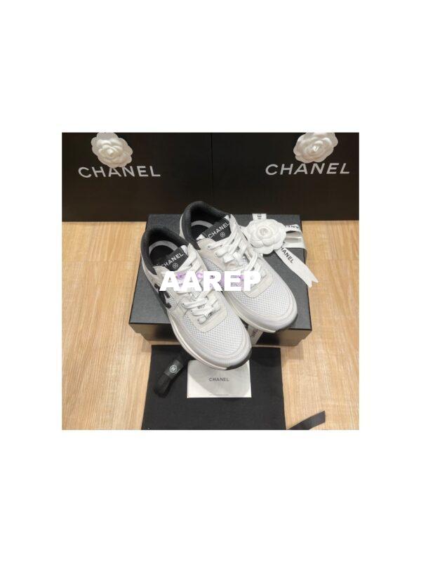 Replica Chanel Men/ Women Mesh, Suede Calfskin and Grained Calfskin G38299 Grey & White 4