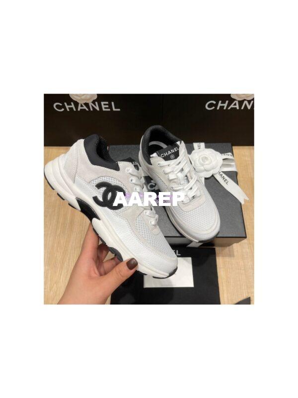 Replica Chanel Men/ Women Mesh, Suede Calfskin and Grained Calfskin G38299 Grey & White 5