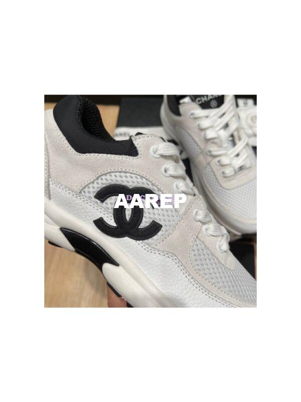 Replica Chanel Men/ Women Mesh, Suede Calfskin and Grained Calfskin G38299 Grey & White 6