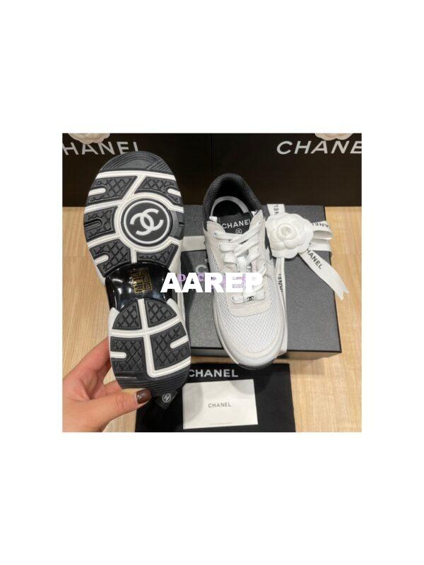 Replica Chanel Men/ Women Mesh, Suede Calfskin and Grained Calfskin G38299 Grey & White 9