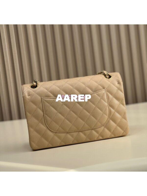 Replica Chanel CF 1112 Classic Flap Qulited Caviar with Light Gold Hardware in Light Creme Bag Light Gold Hardware 3
