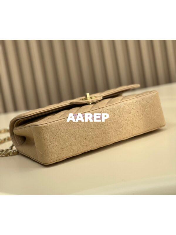 Replica Chanel CF 1112 Classic Flap Qulited Caviar with Light Gold Hardware in Light Creme Bag Light Gold Hardware 5