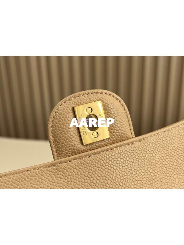 Replica Chanel CF 1112 Classic Flap Qulited Caviar with Light Gold Hardware in Light Creme Bag Light Gold Hardware 7